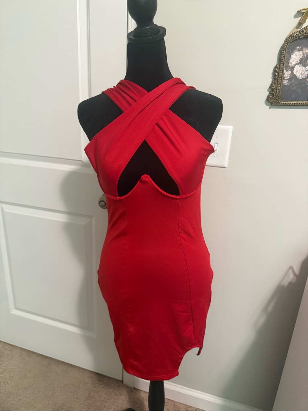 Unlisted Red Cross-Front Midi Dress